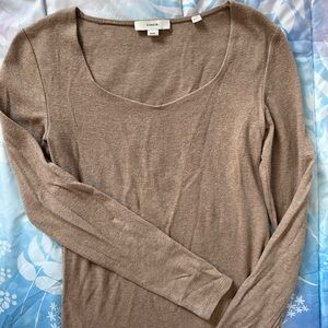 Vince Taupe Long Sleeve Top Modal Blend Minimalist Lightweight Sweater XS